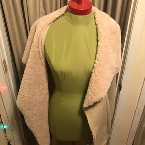 Rue 21 Open Front Cardigan Sweater Beige Faux Fur